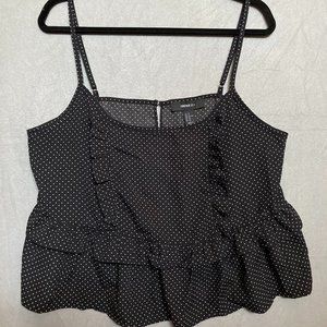 Forever 21 Plus NWT Size 1X Ruffled Crop Top Black and White Spaghetti Straps
